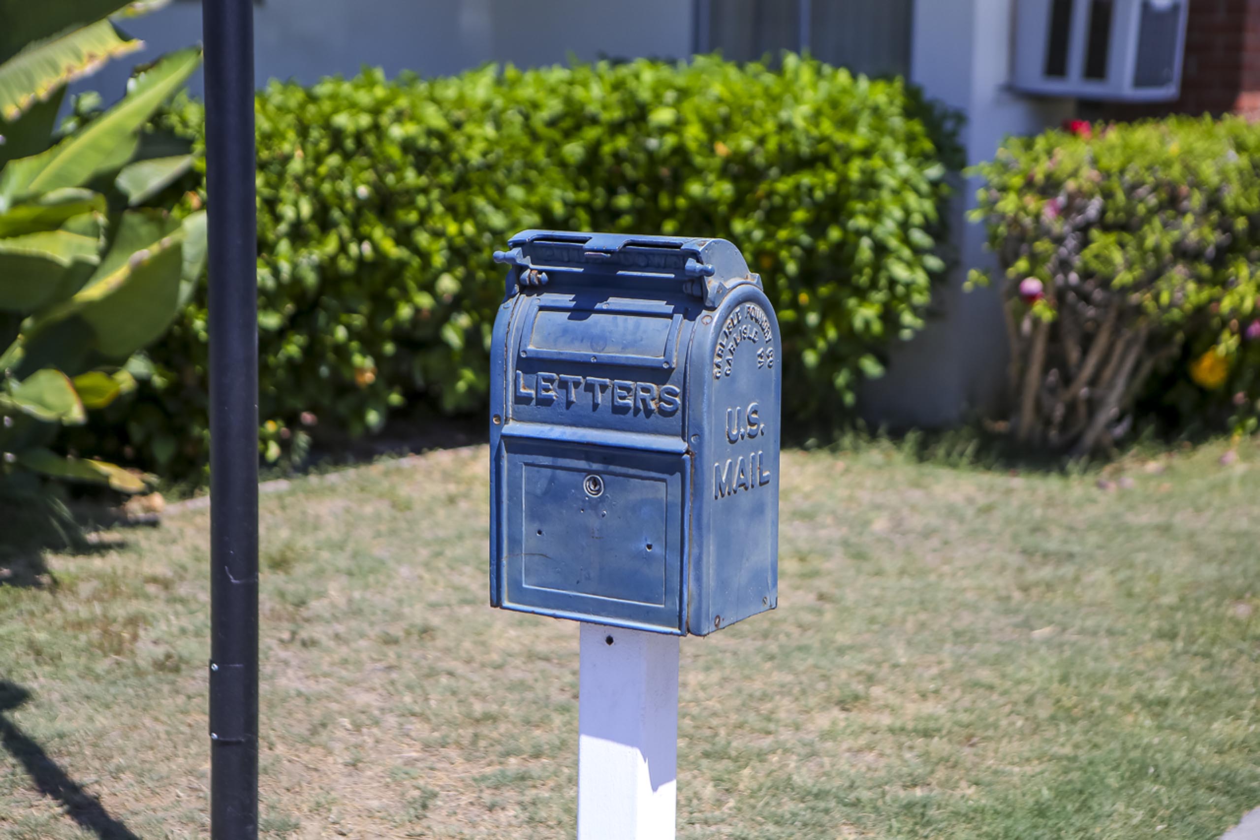 close up of a mailbox on condesa village mobile home park bellflower, california